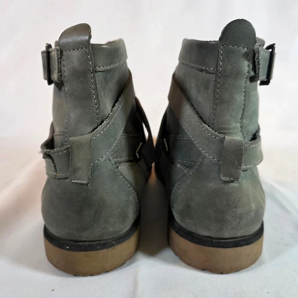 Sebago x Vane The‎ Ridgeway Mens 11 Grey Leather Multistrap Moc Toe Boots Vibram